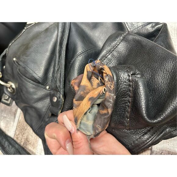 B Makowsky Large Black Bohemian y2k Style Leather Shoulder Hobo Bag Tote Purse - Picture 10 of 10